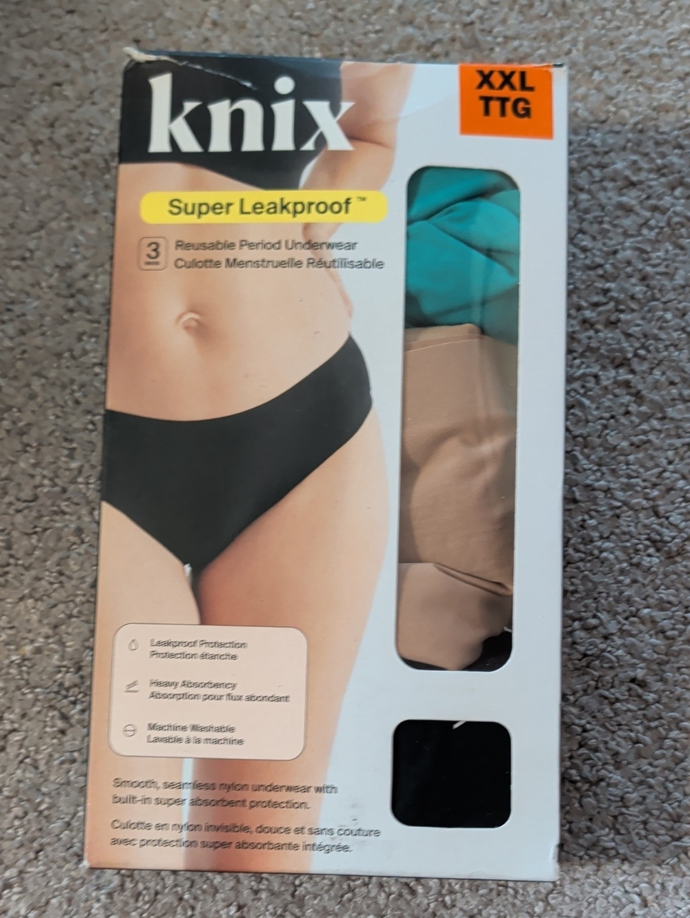 Knix reusable period panties 3paxk XXL